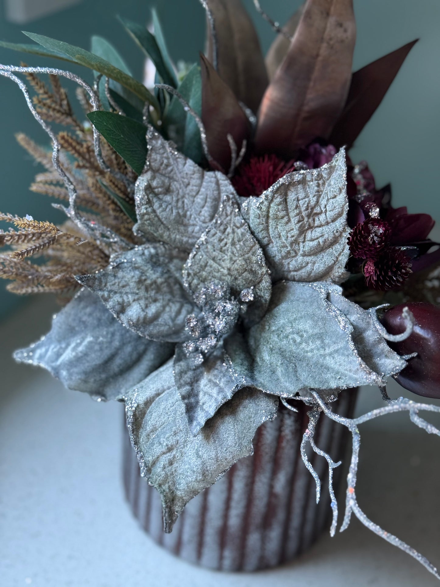 Frosted Poinsettia Elegance Chtistmas Arrangement