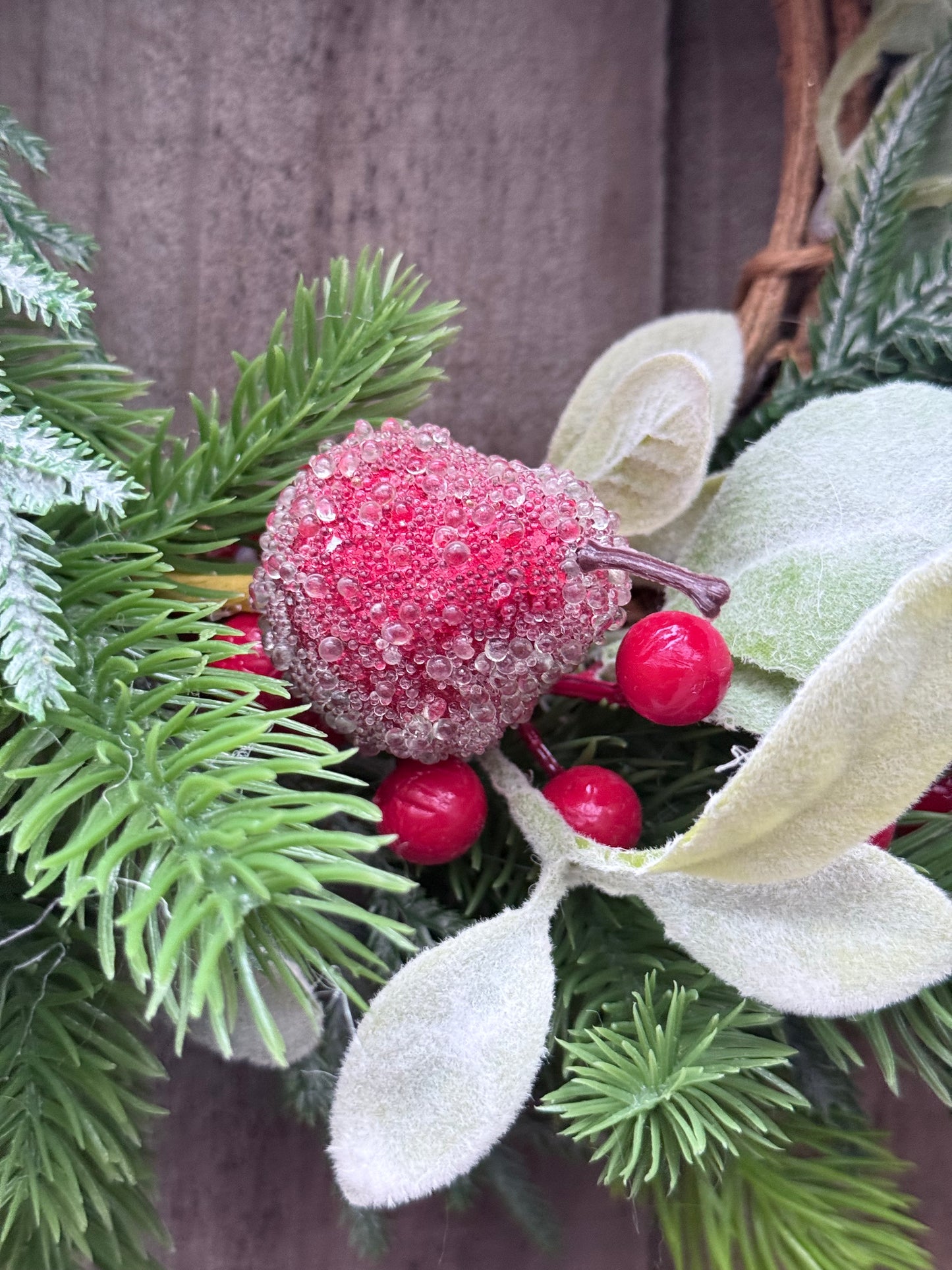 Frosted Berry Christmas Candle Holder/ Christmas Wreath