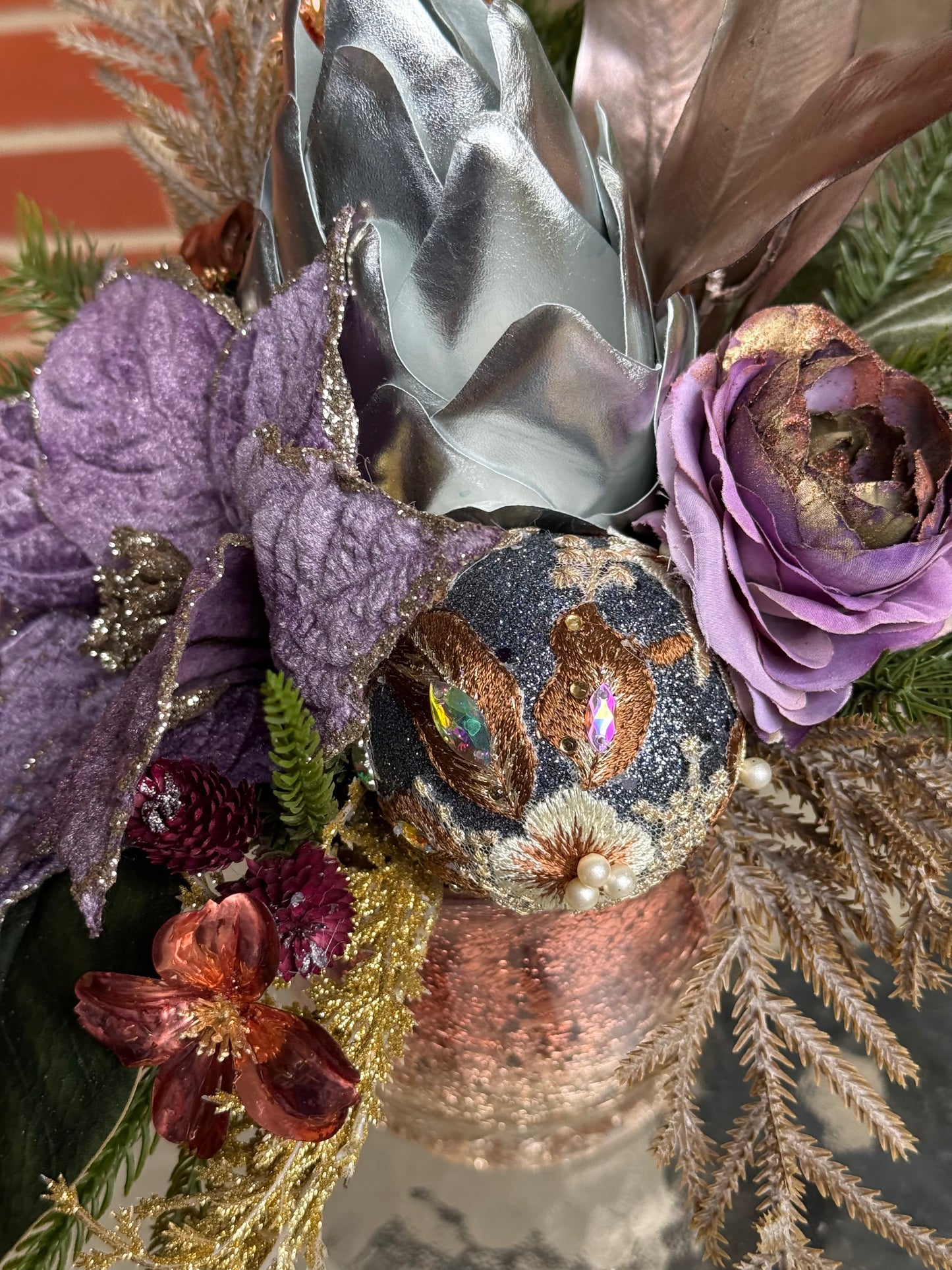 Frosted Fig & Pine Christmas Arrangement
