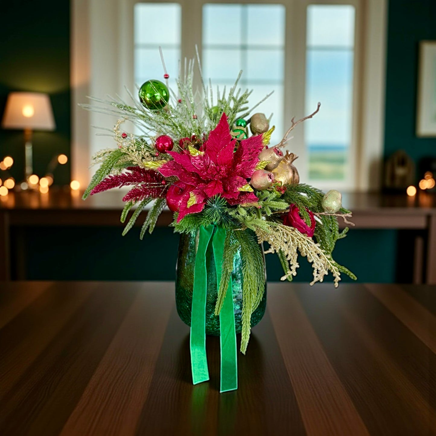Emerald & Crimson Christmas Arrangement