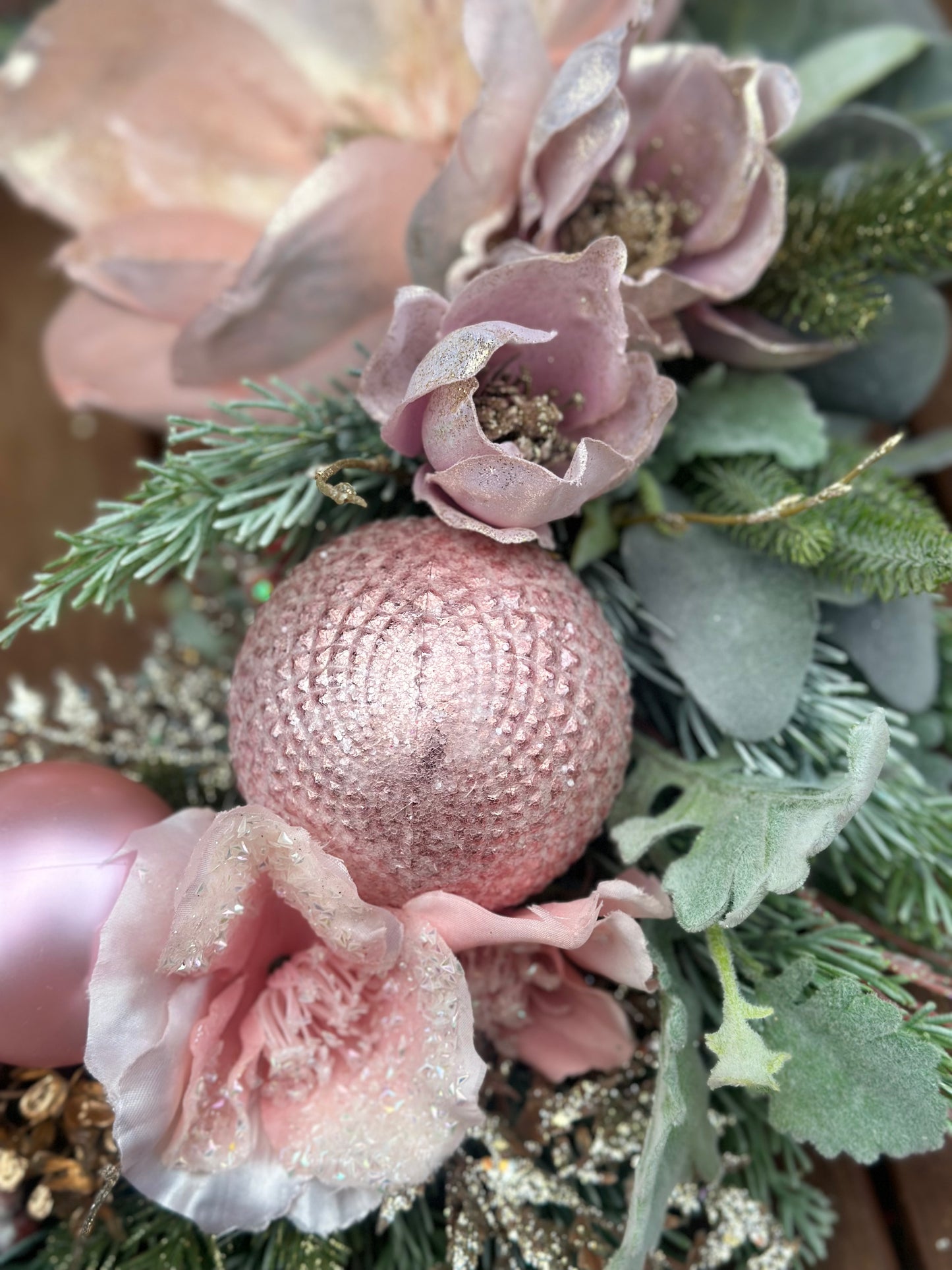 Frosted Magnolia Delight Christmas Wreath