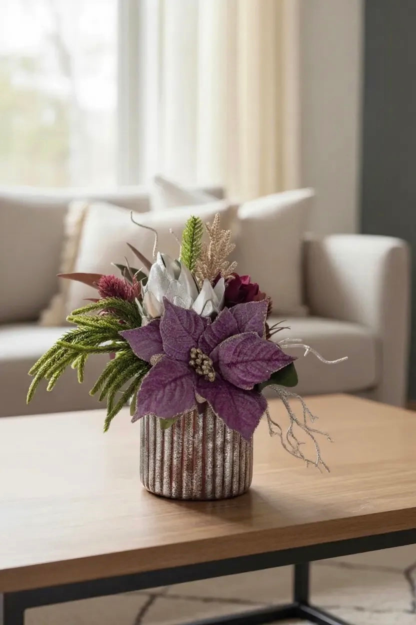 Frosted Poinsettia Chtistmas Arrangement