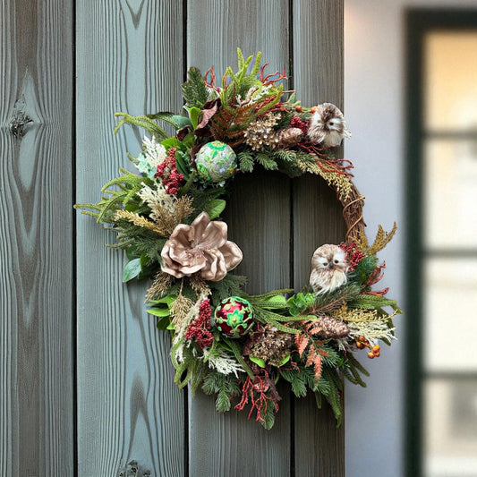 Owl’s Christmas Forest Wreath