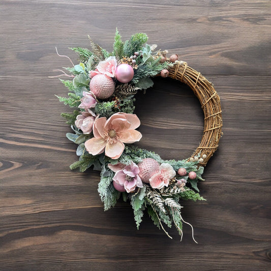 Glamorous Pink Christmas Wreath