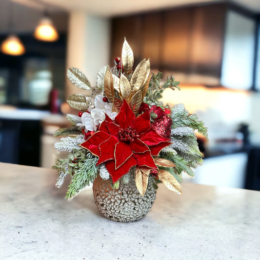 Red Velvet Christmas Vase Arrangement