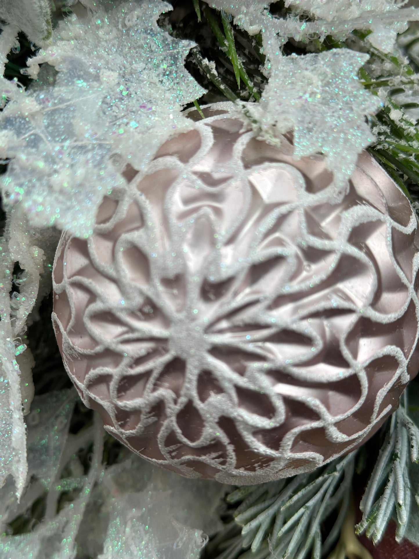 Snow Kissed Pink Christmas Wreath
