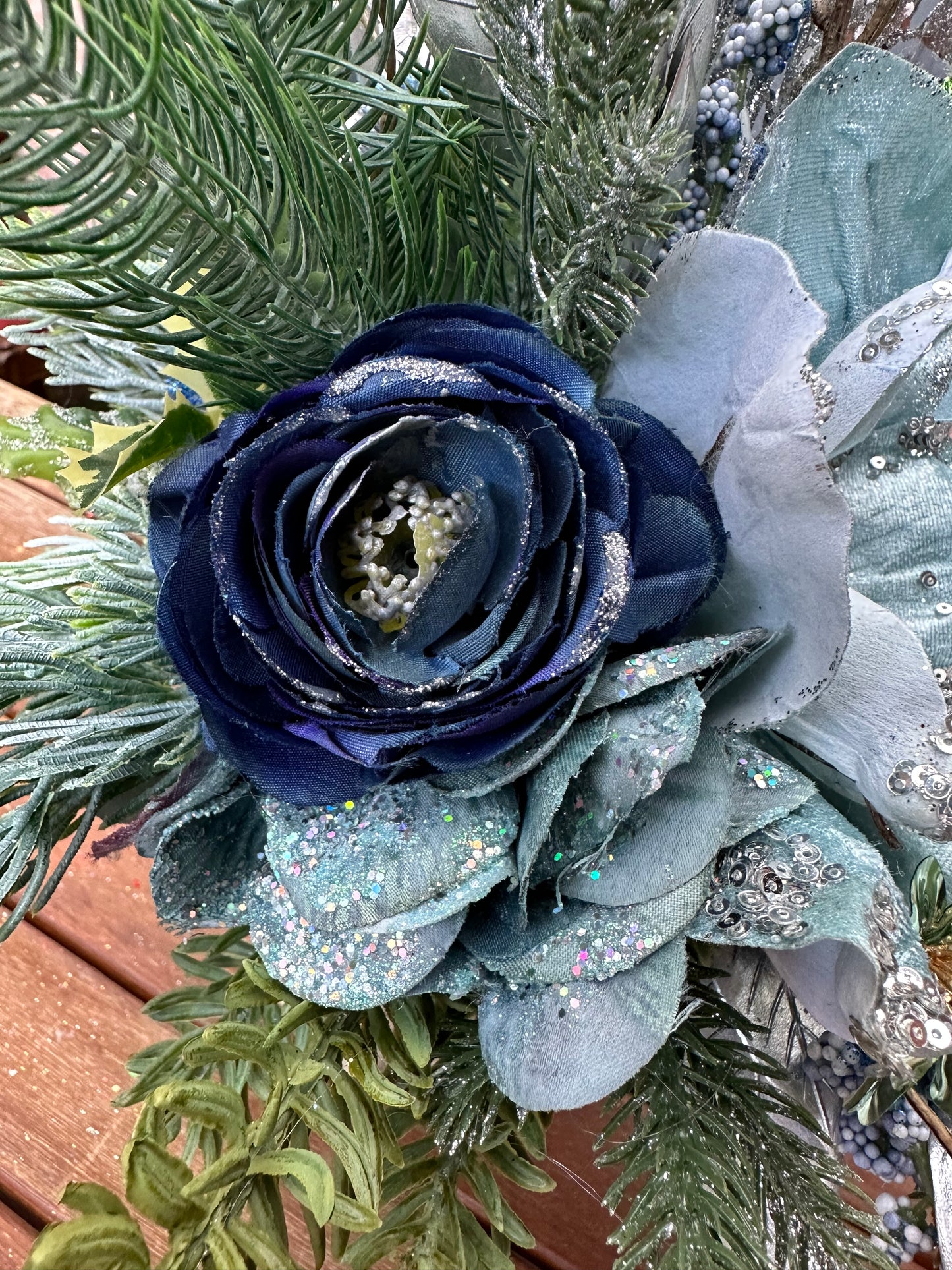 Icy Blue Magnolia Delight Vase Arrangement