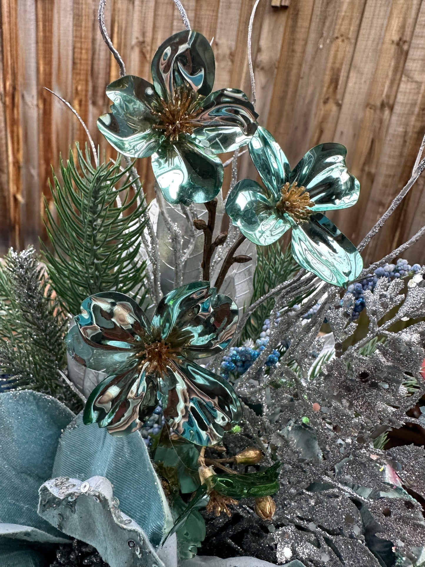 Icy Blue Magnolia Delight Vase Arrangement
