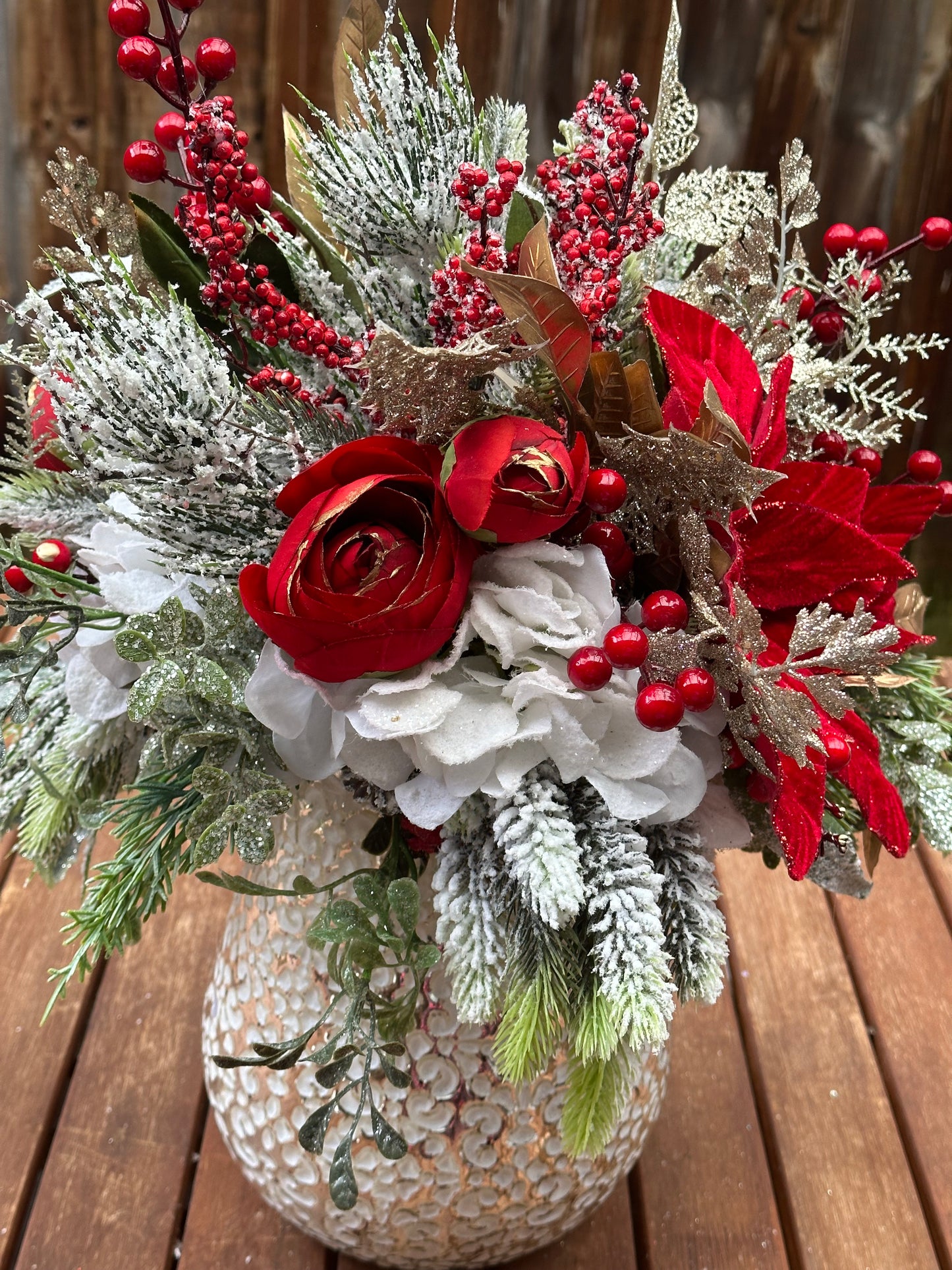 Glamour in Red and Gold Christmas Arrangement