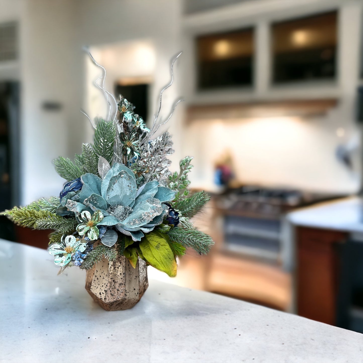 Icy Blue Magnolia Delight Vase Arrangement