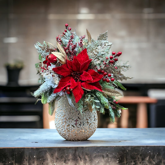 Glamour in Red and Gold Christmas Arrangement