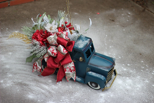 Country Christmas Truck Table Arrangement