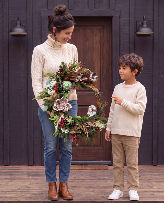 Owl’s Christmas Forest Wreath