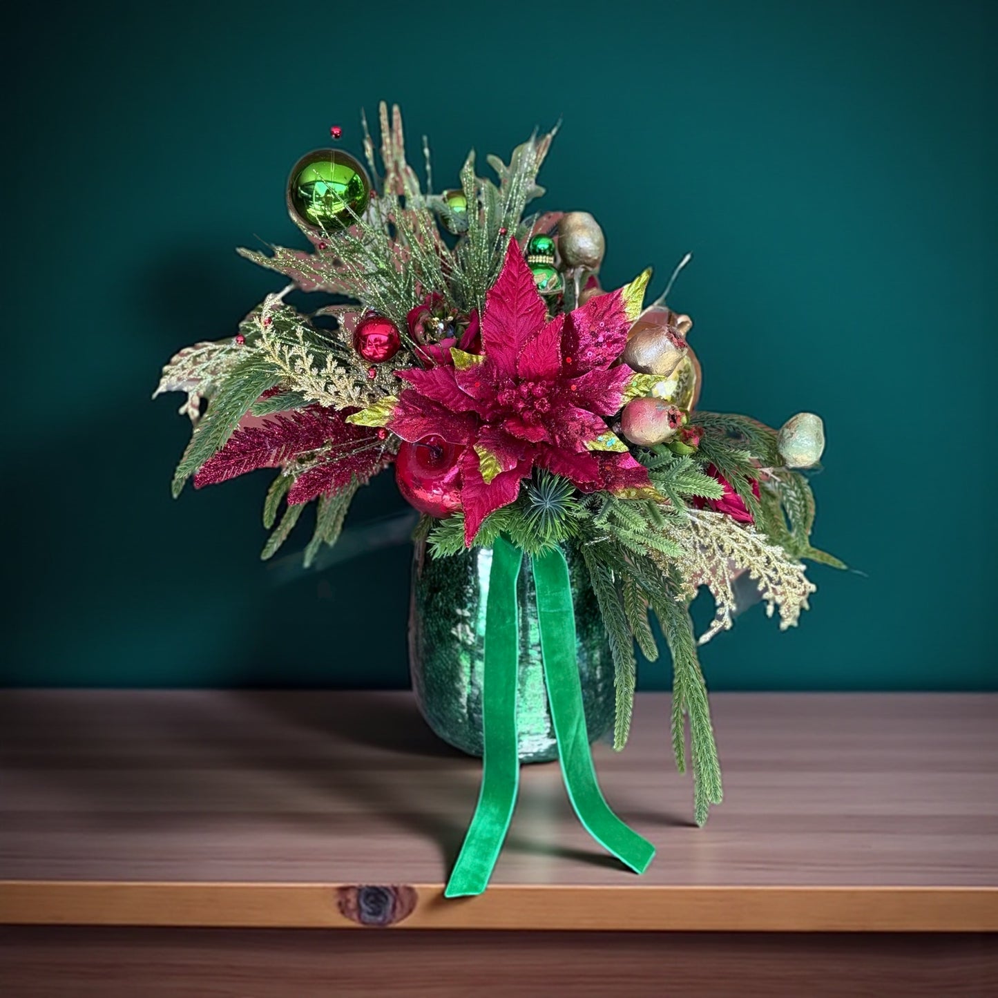 Emerald & Crimson Christmas Arrangement