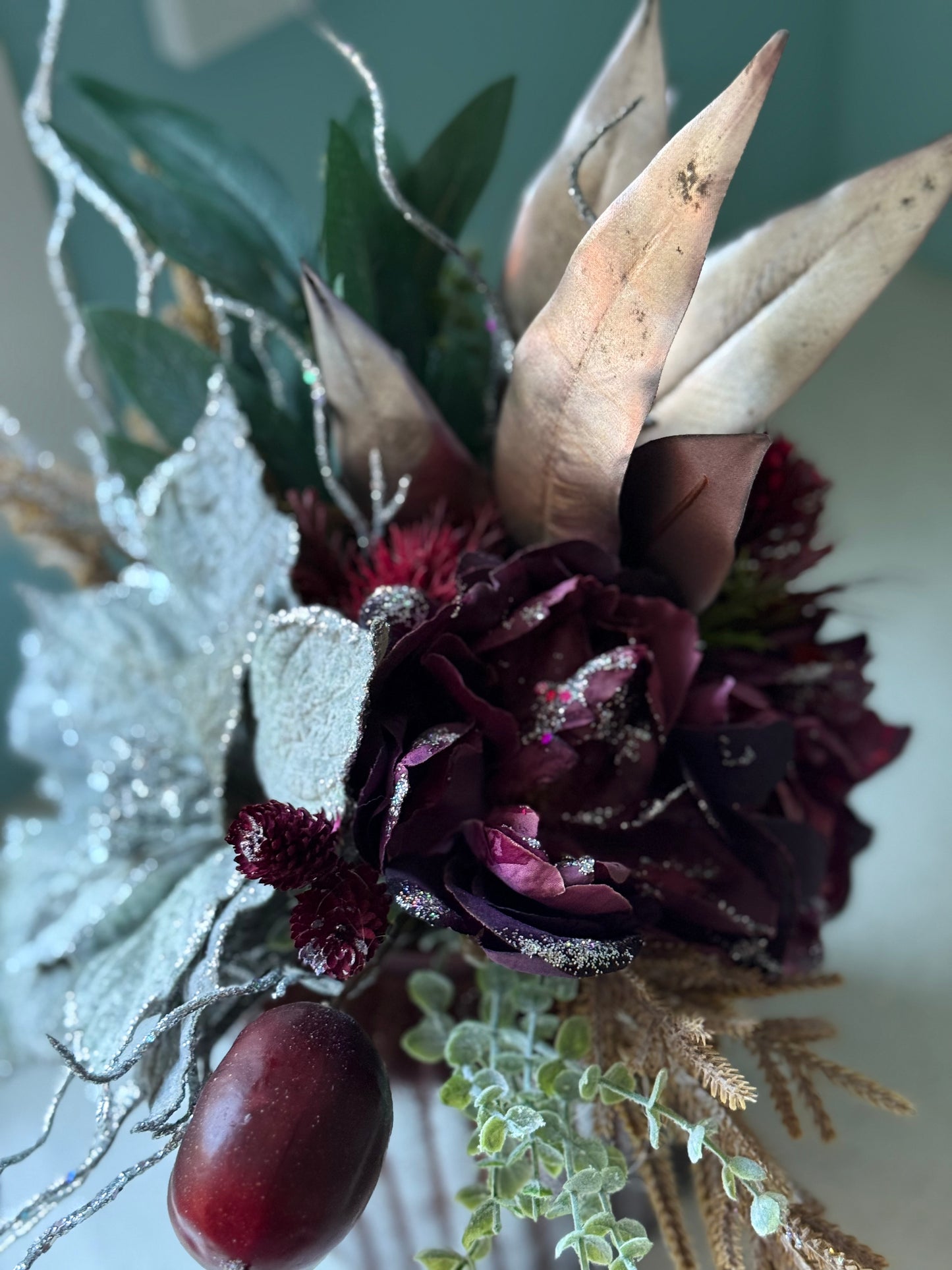 Frosted Poinsettia Elegance Chtistmas Arrangement