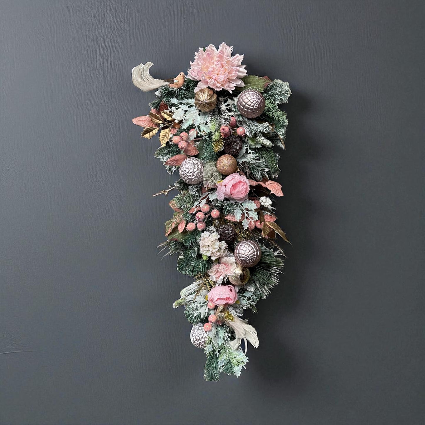 Glamorous Pink Christmas Teardrop Swag