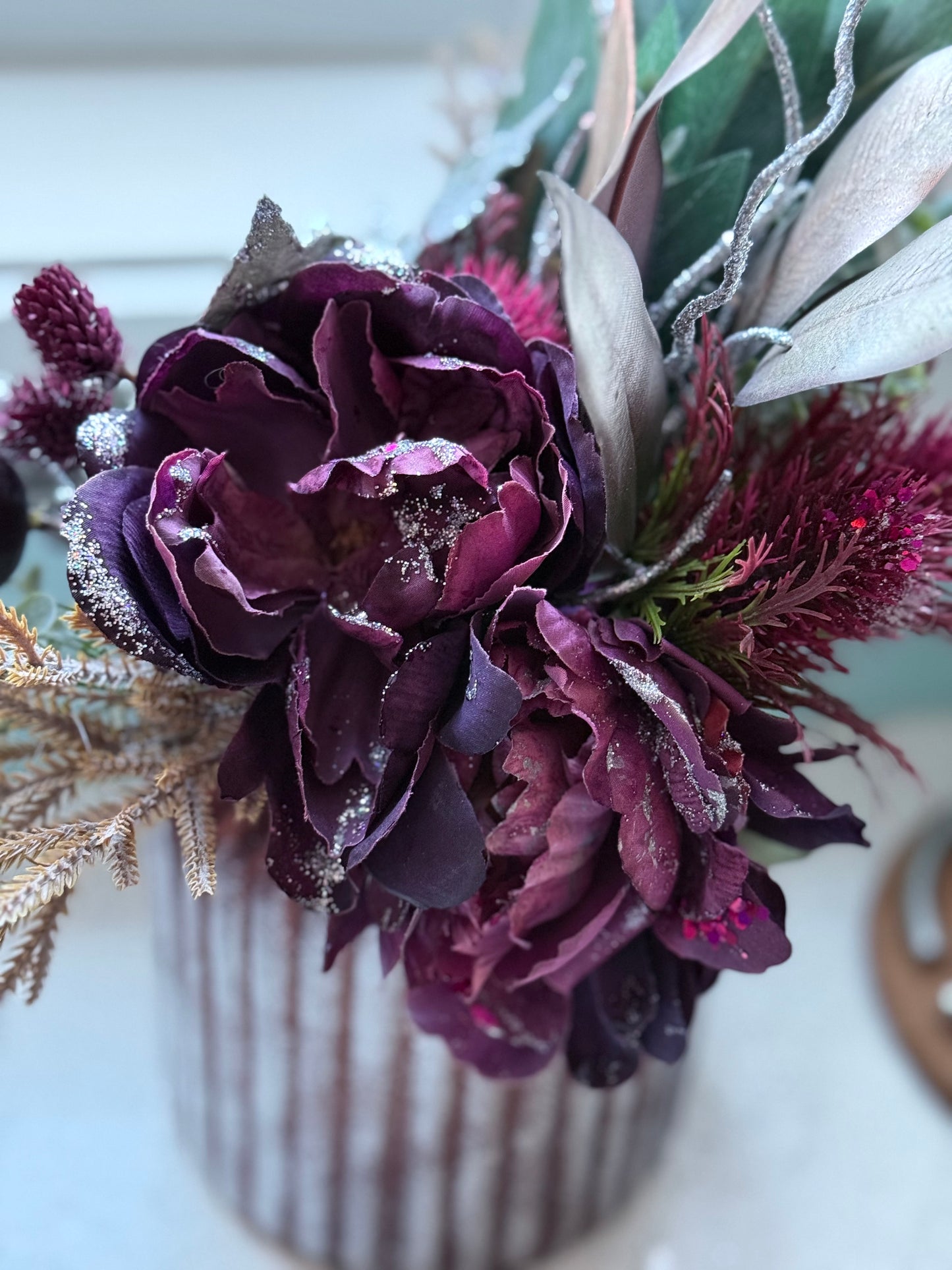 Frosted Poinsettia Elegance Chtistmas Arrangement