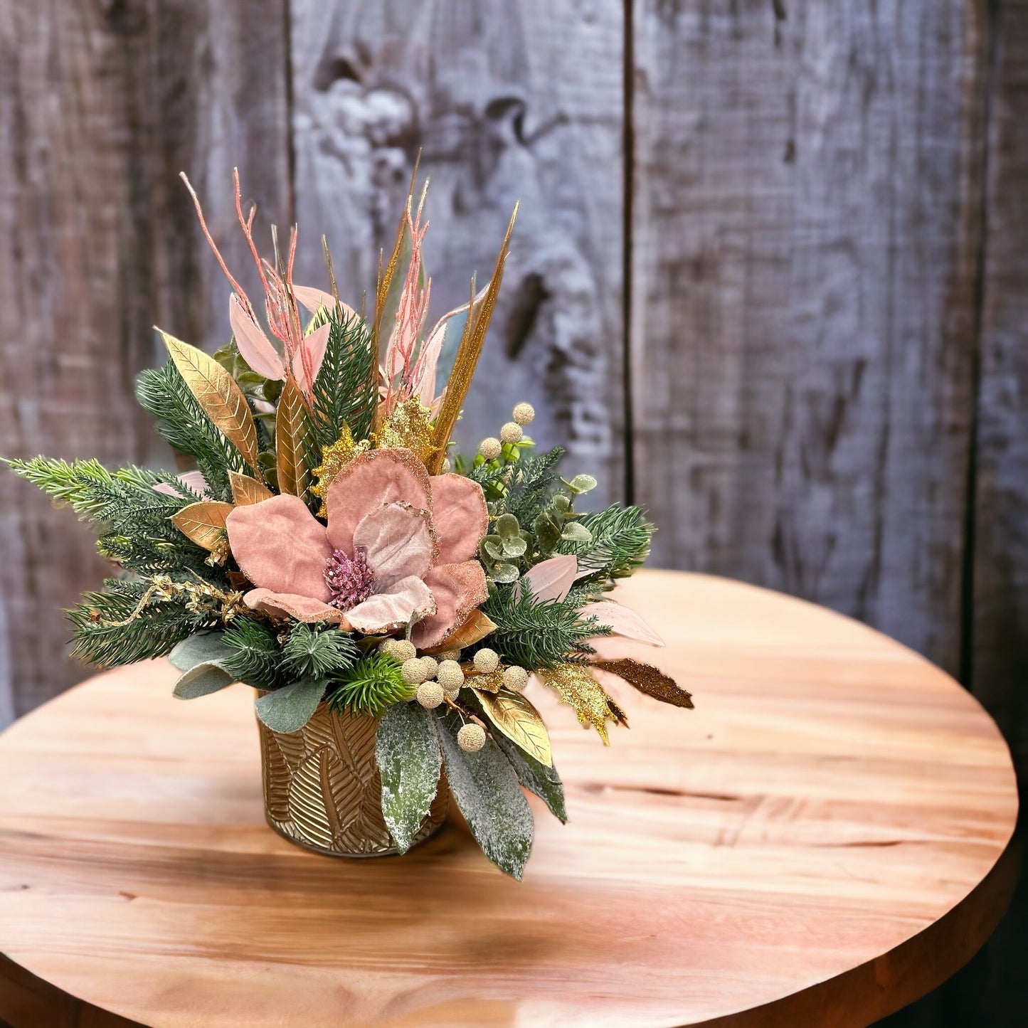 Dusty Pink Winter Elegance Christmas Arrangement