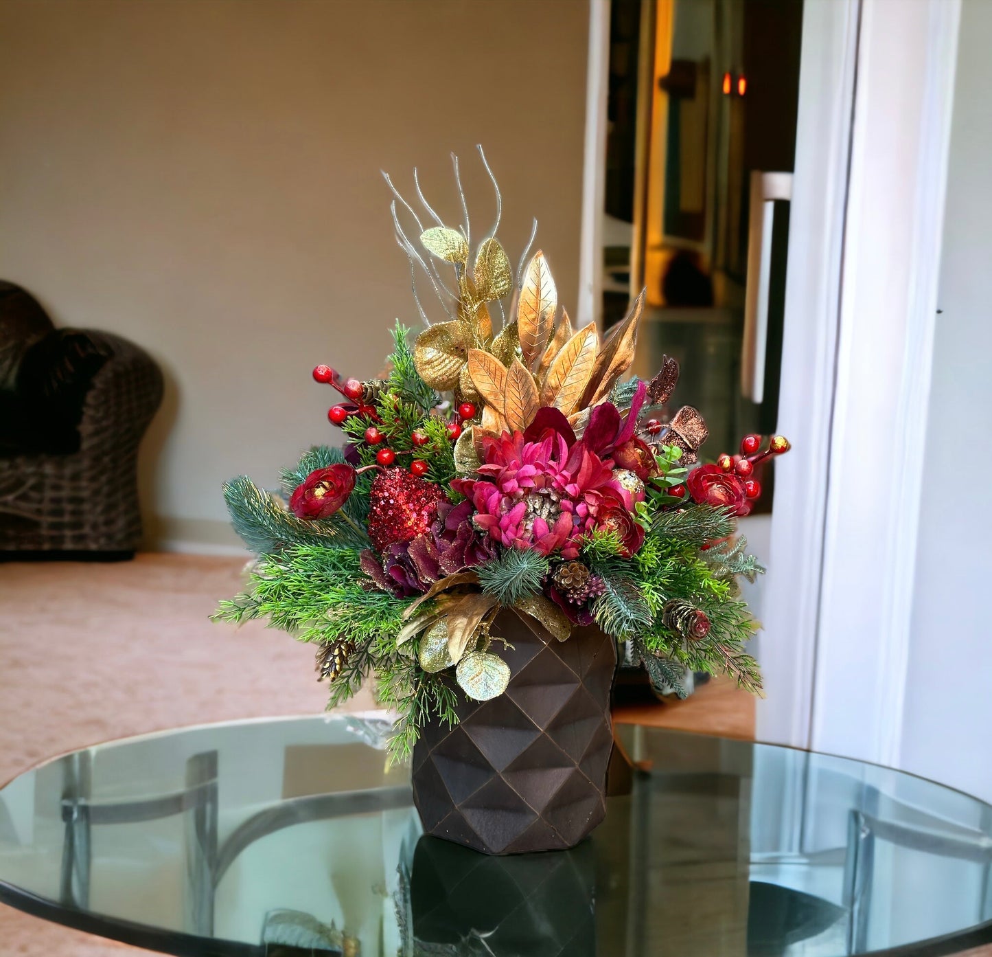 Burgundy Delight Christmas Arrangement