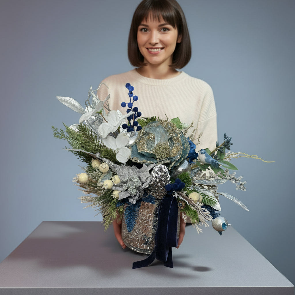 Frosted Sapphire Christmas Arrangement