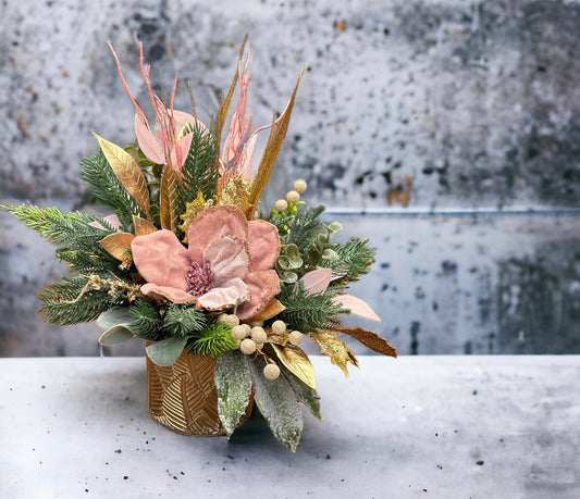 Dusty Pink Winter Elegance Christmas Arrangement