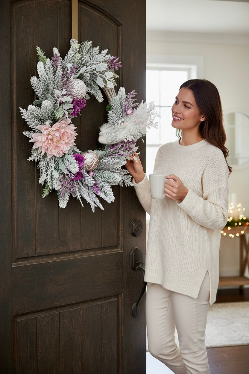 Snowy Peacock Christmas Wreath