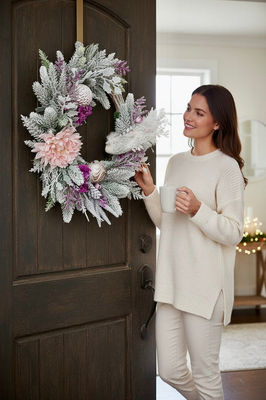 Snowy Peacock Christmas Wreath