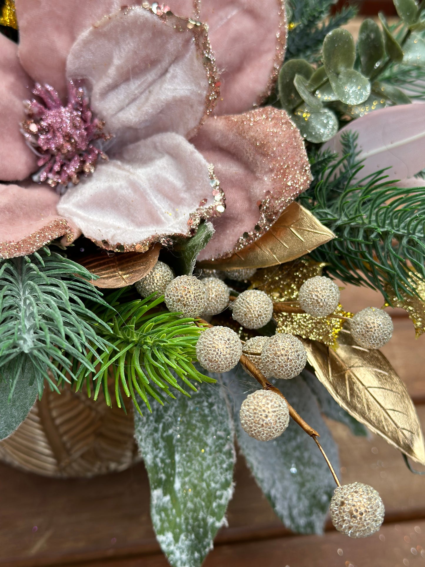 Dusty Pink Winter Elegance Christmas Arrangement