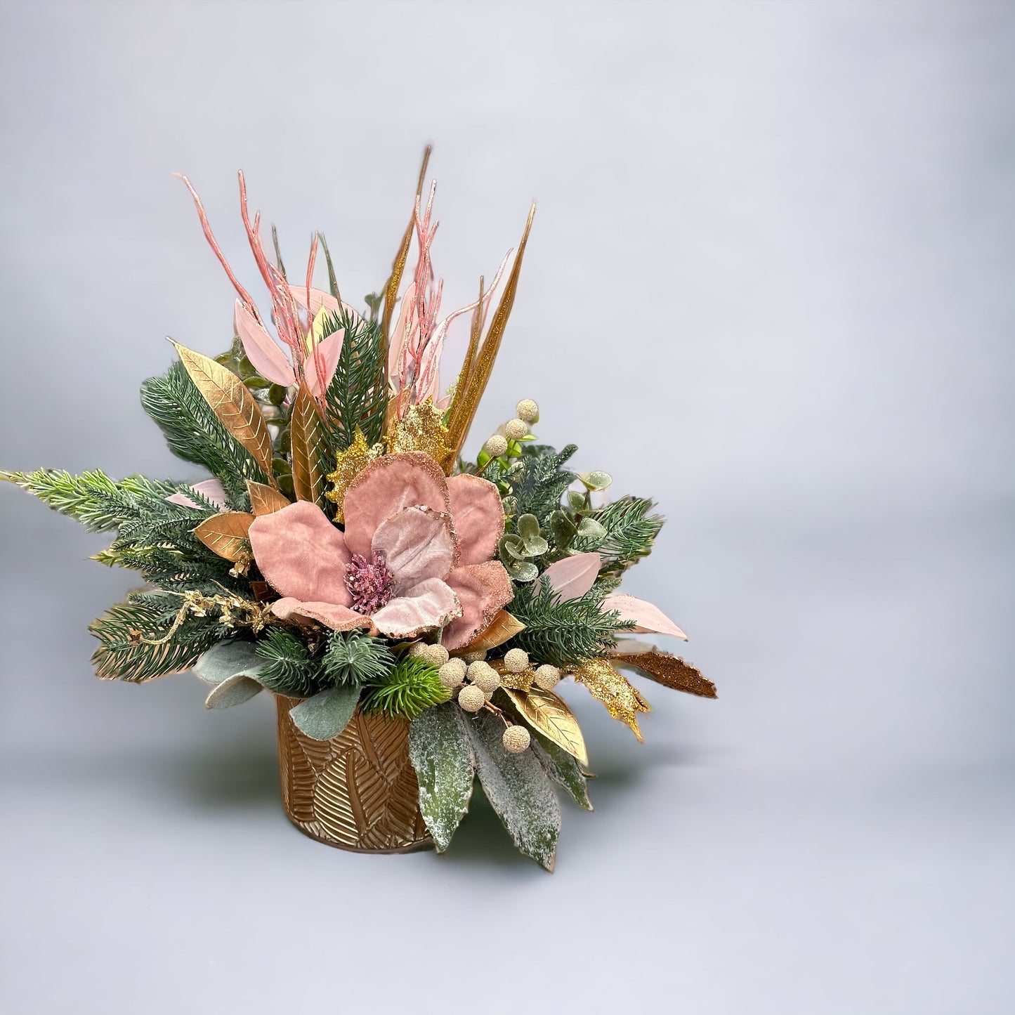 Dusty Pink Winter Elegance Christmas Arrangement