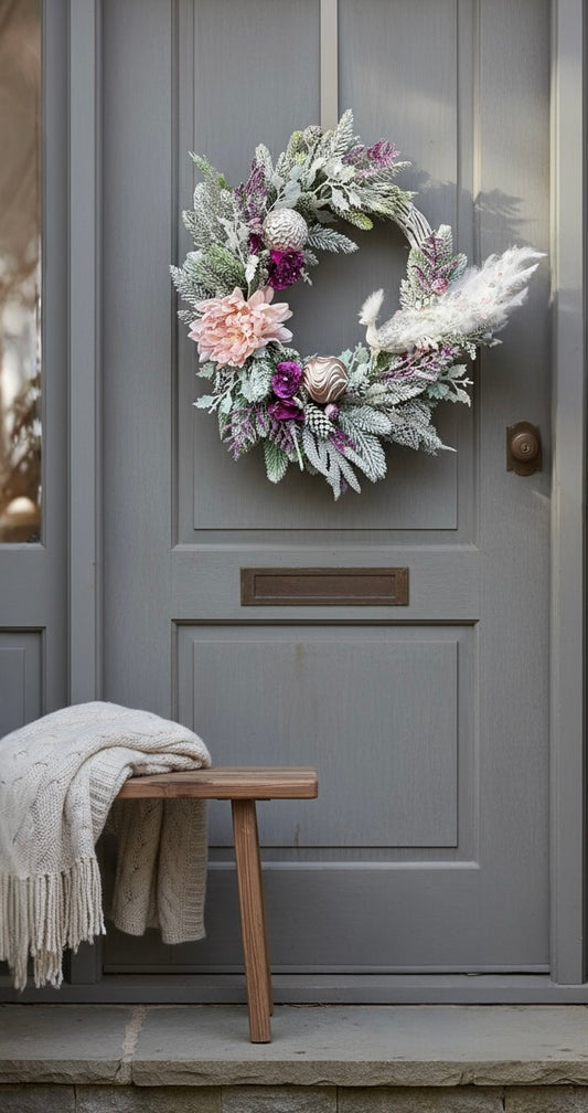 Snowy Peacock Christmas Wreath