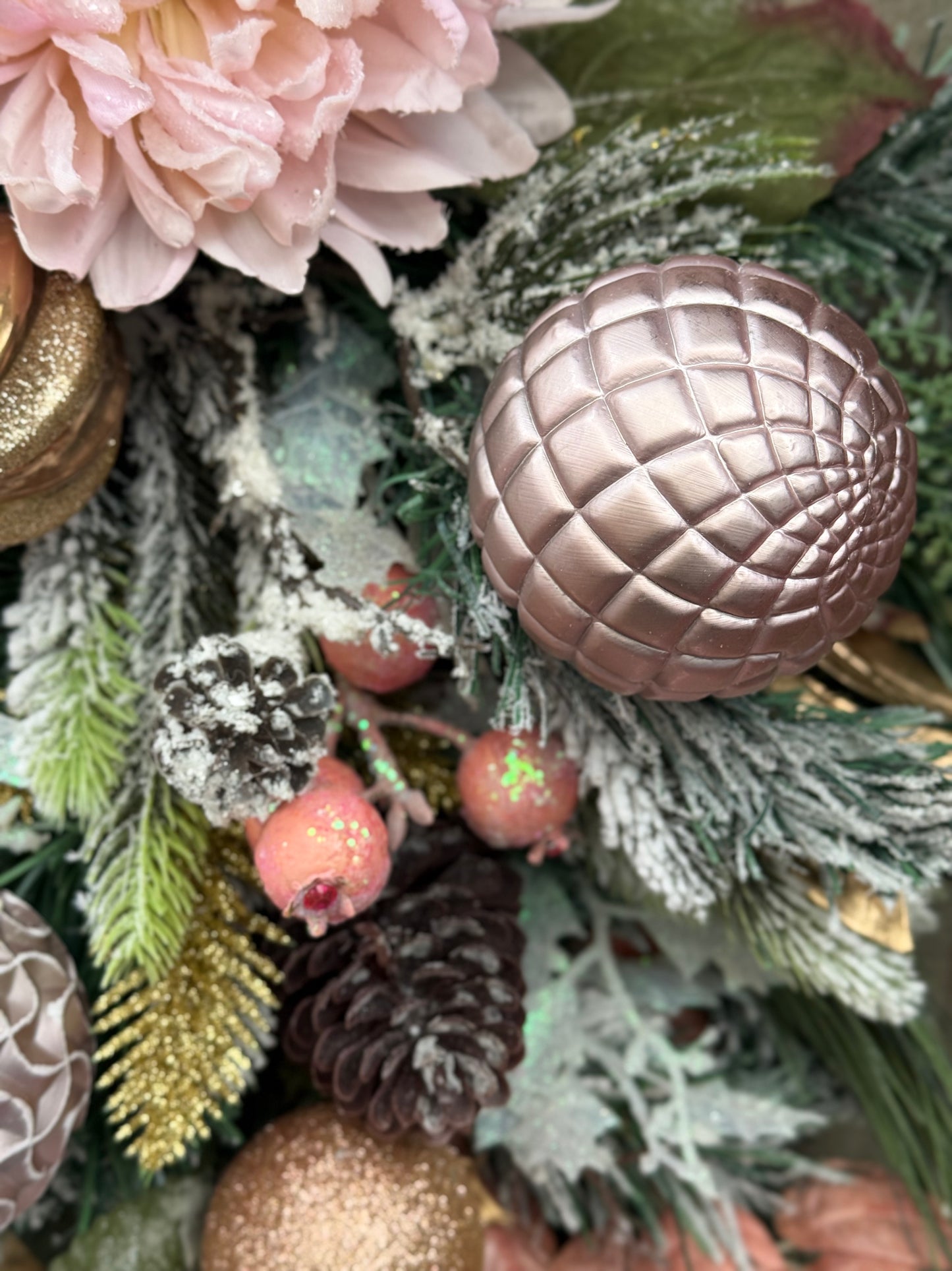 Glamorous Pink Christmas Teardrop Swag