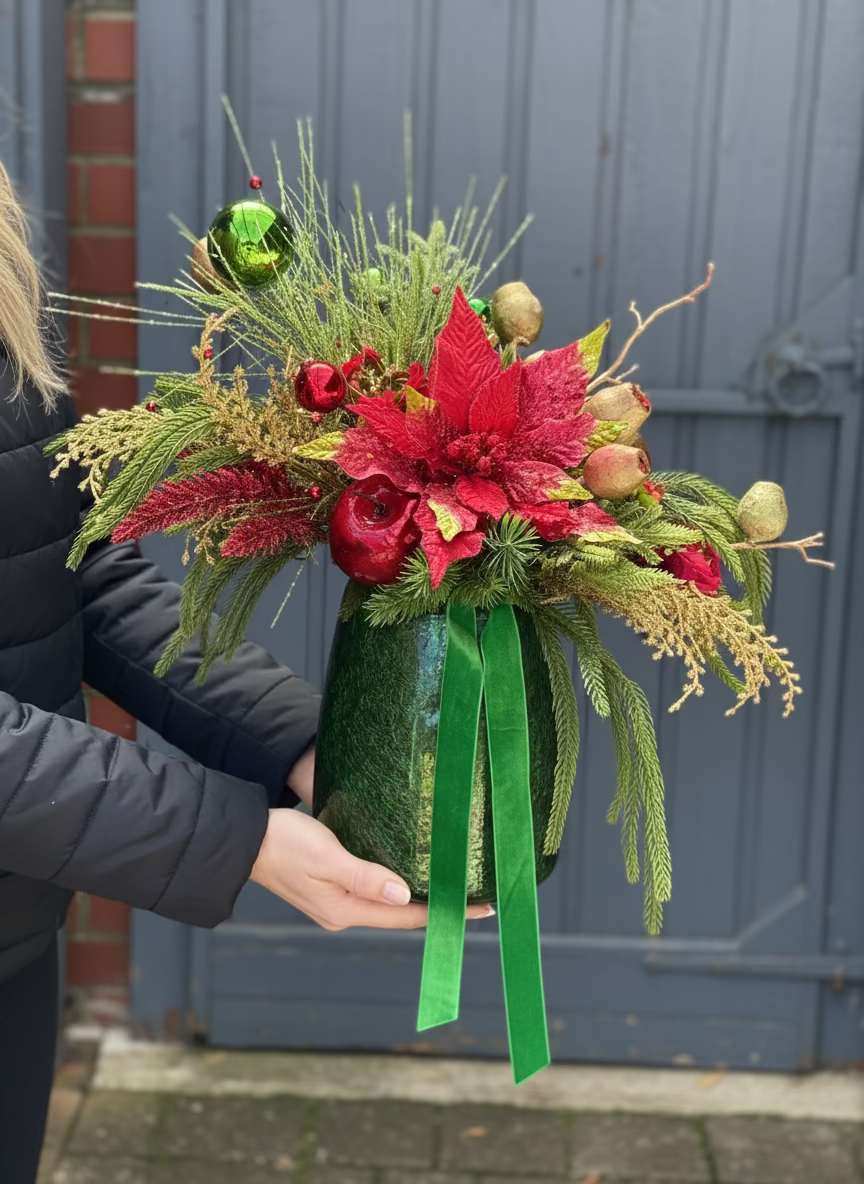 Emerald & Crimson Christmas Arrangement