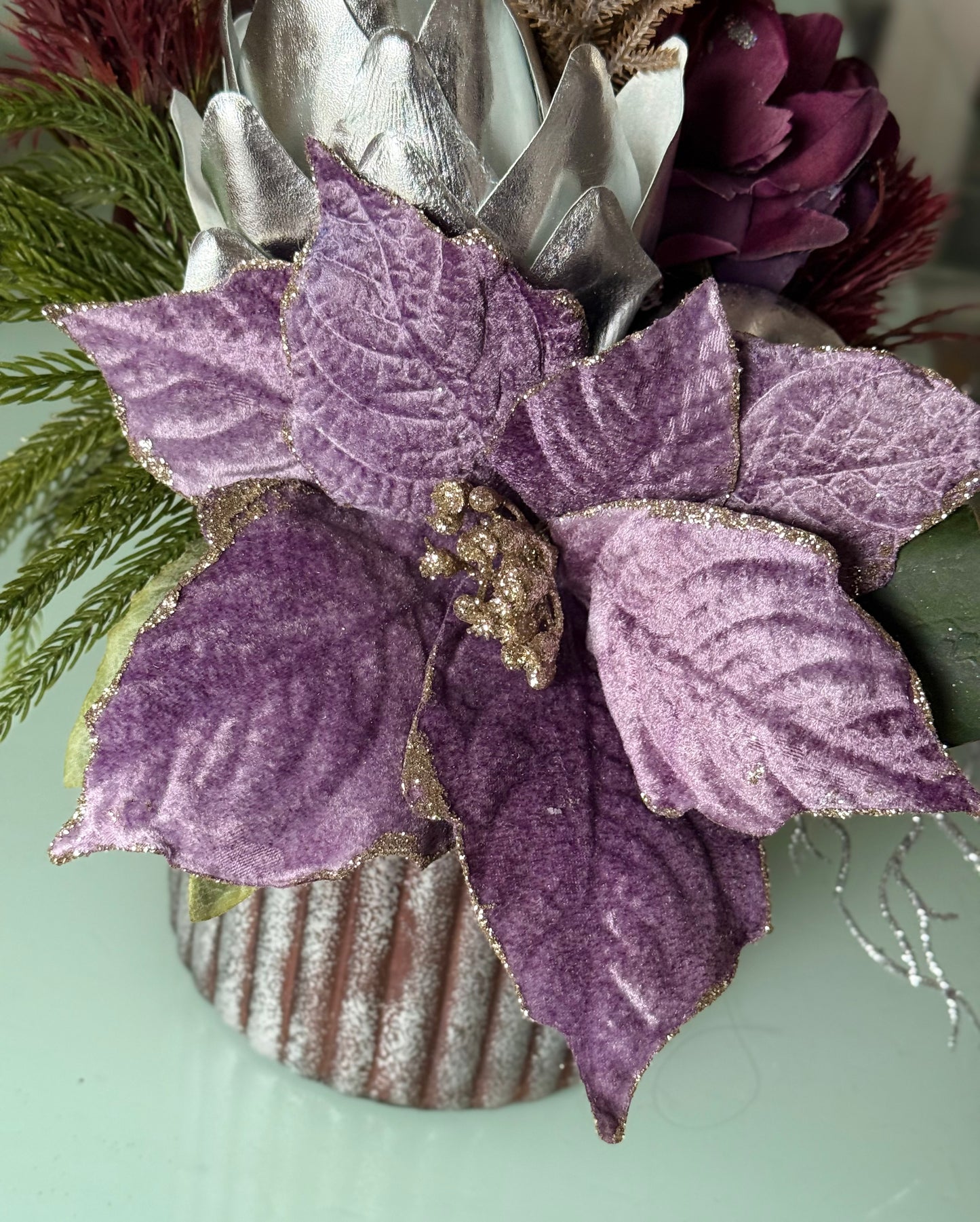 Frosted Poinsettia Chtistmas Arrangement