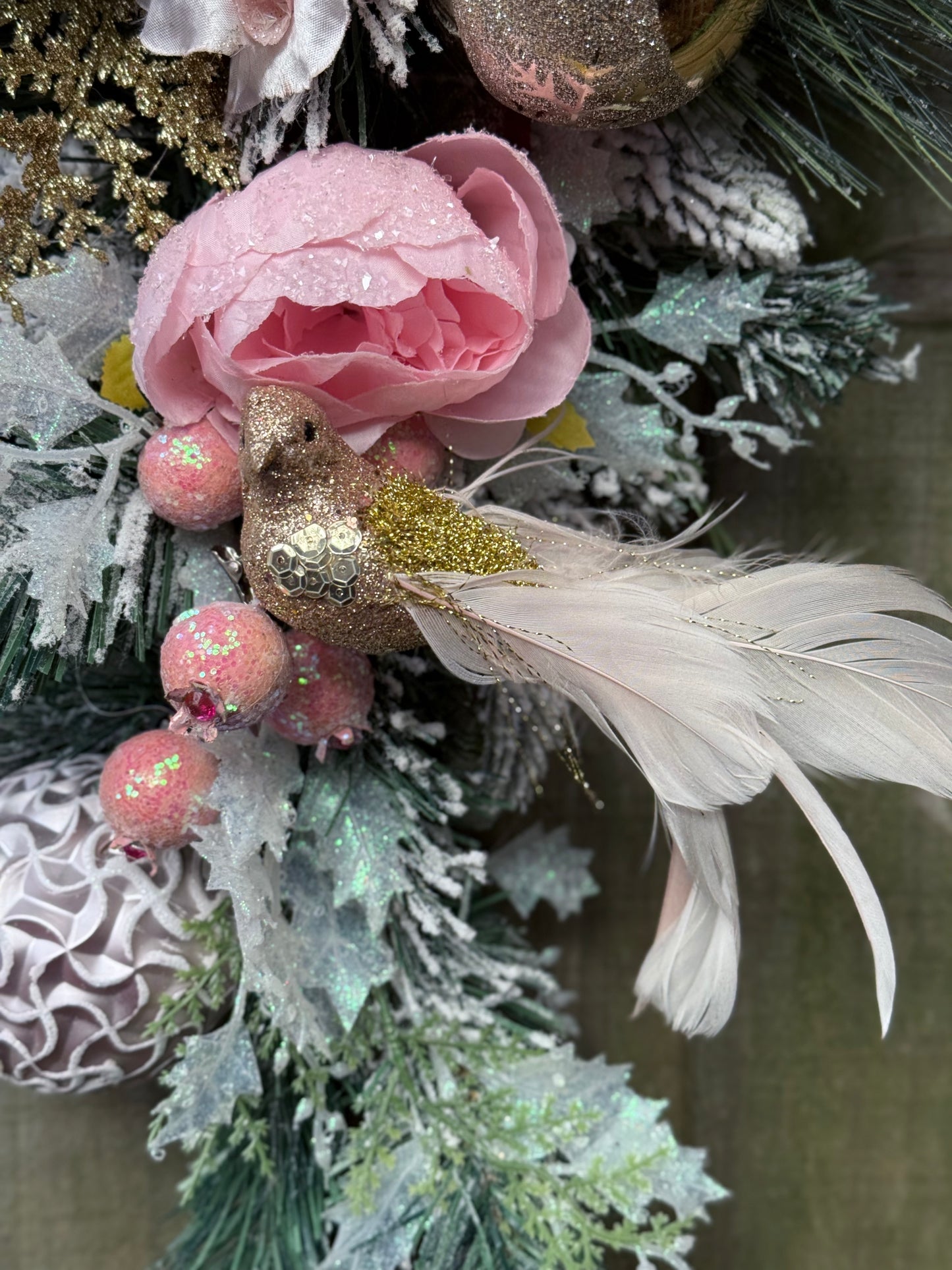 Glamorous Pink Christmas Teardrop Swag