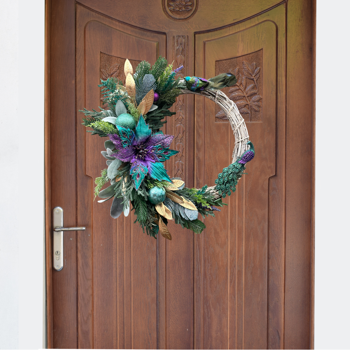 Emerald Peacock Christmas Wreath