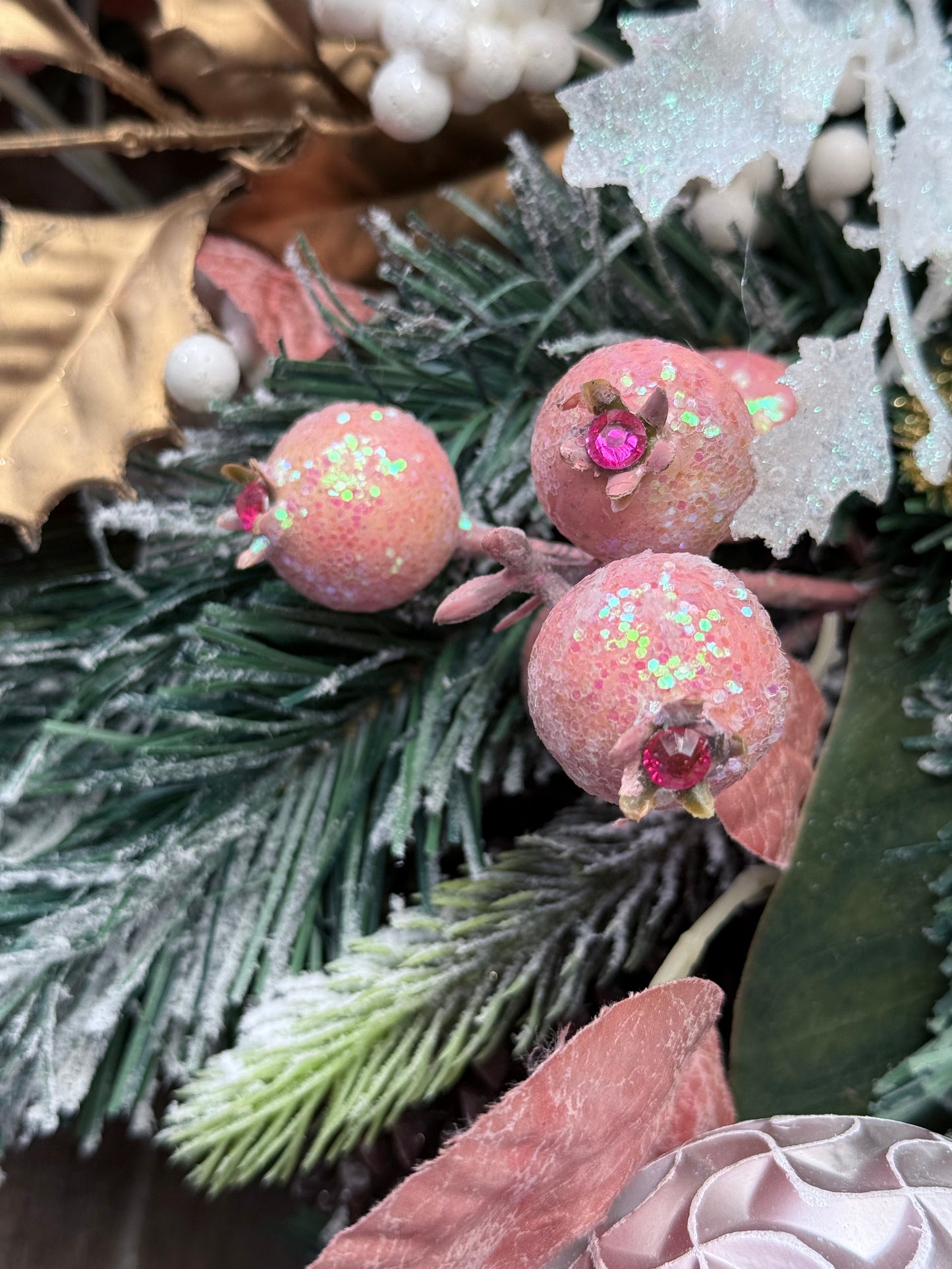 Glamorous Pink Christmas Teardrop Swag