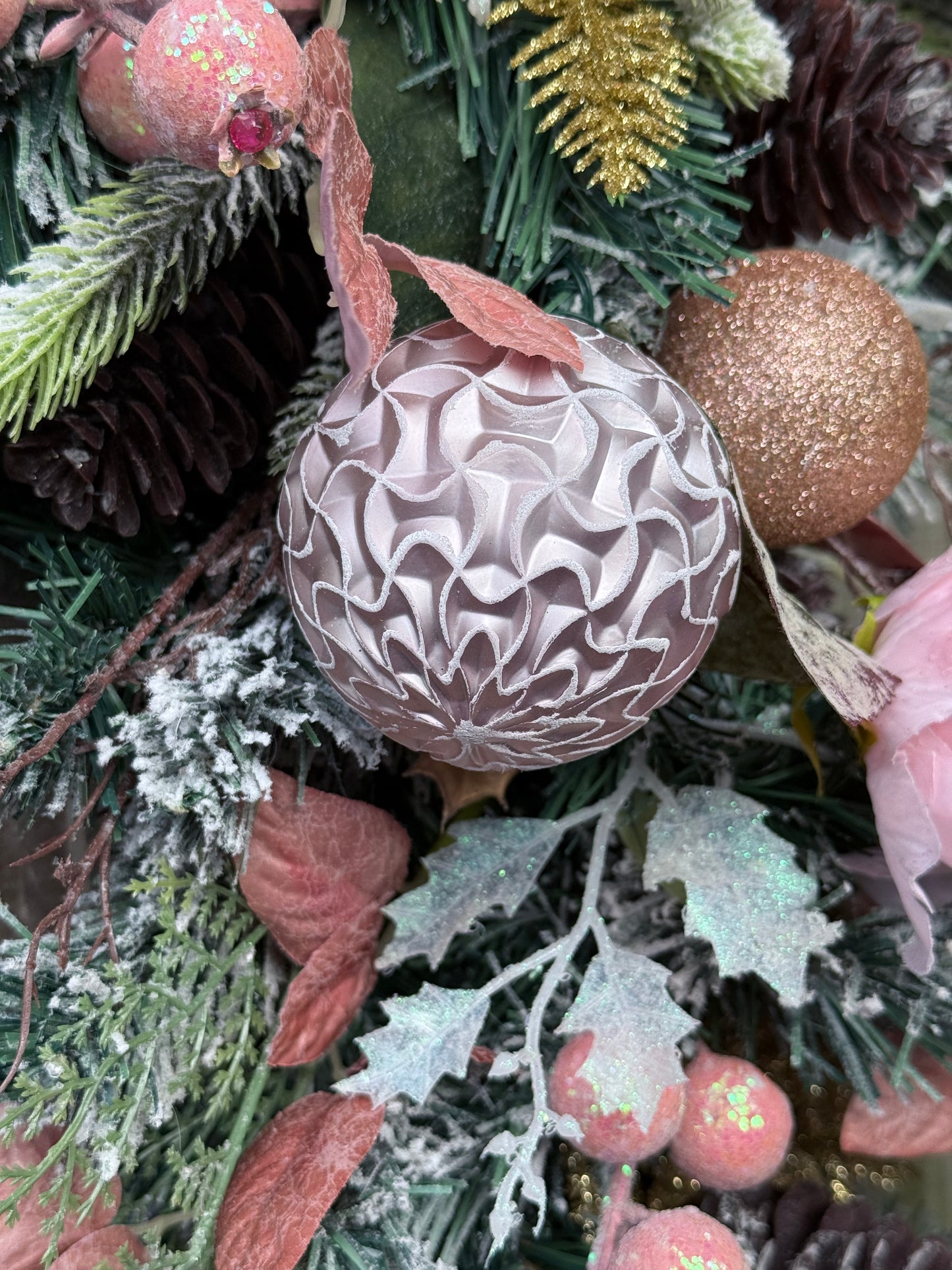 Glamorous Pink Christmas Teardrop Swag