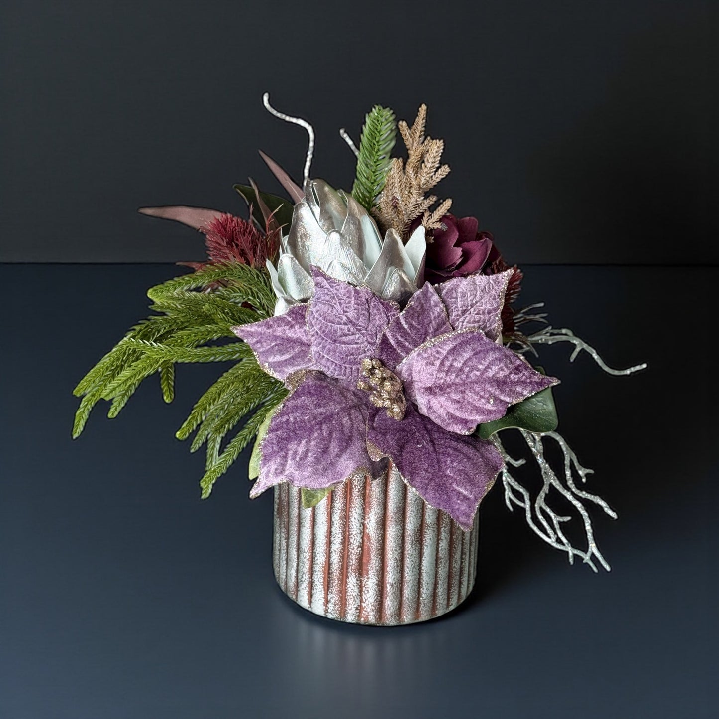 Frosted Poinsettia Chtistmas Arrangement