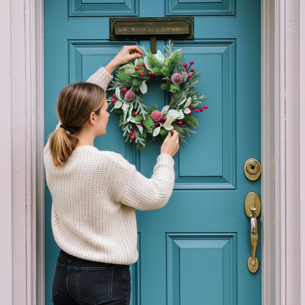 Frosted Berry Christmas Candle Holder/ Christmas Wreath