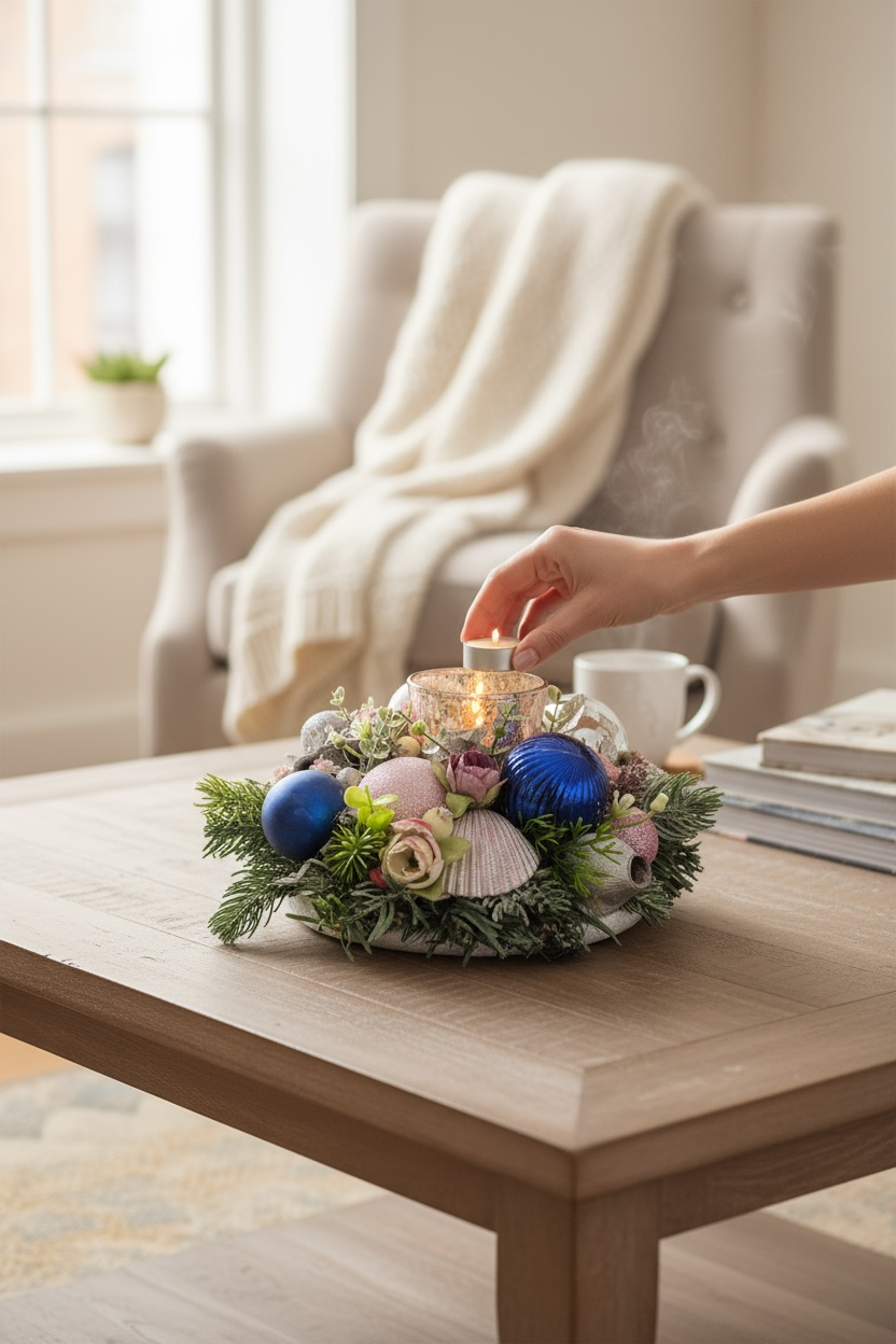 Coastal Glow Christmas Candle Centrepiece