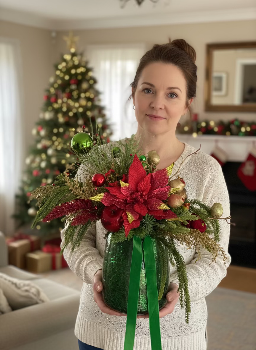 Emerald & Crimson Christmas Arrangement
