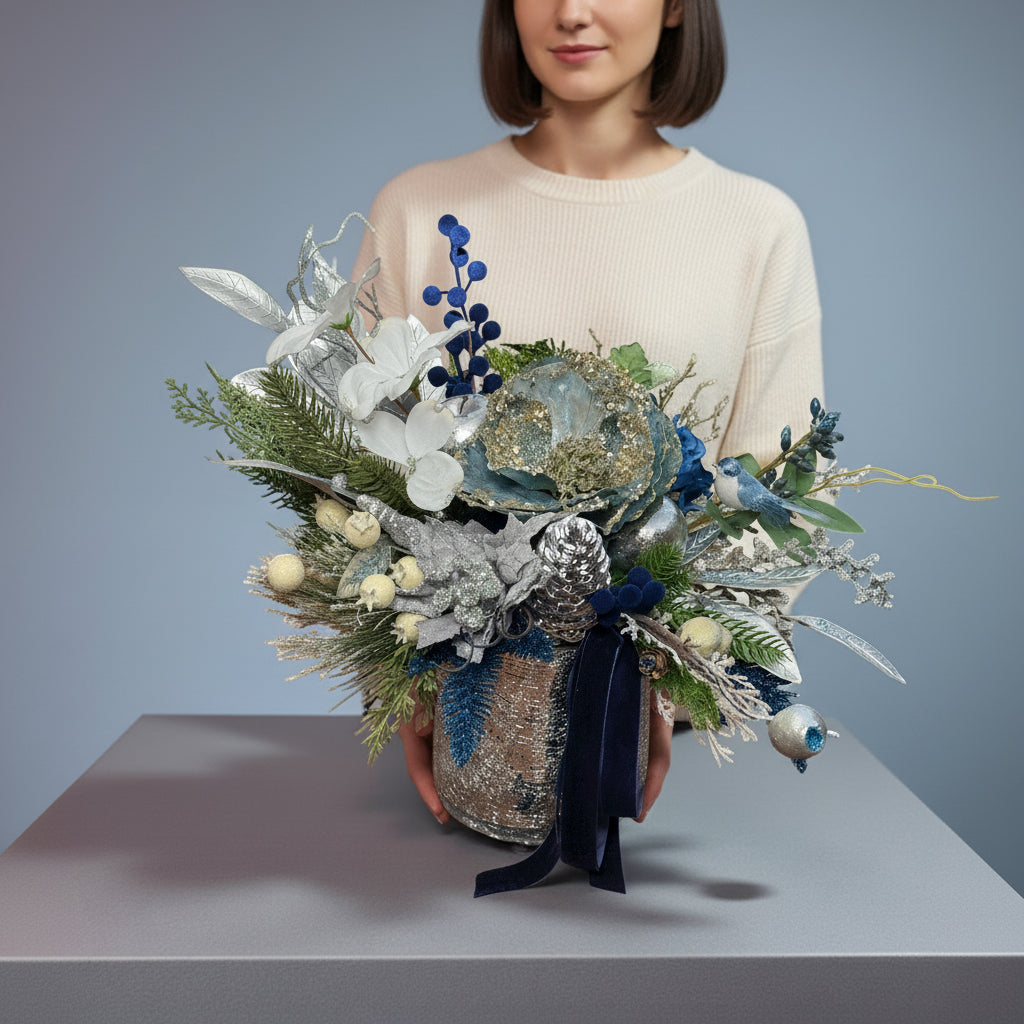 Frosted Sapphire Christmas Arrangement