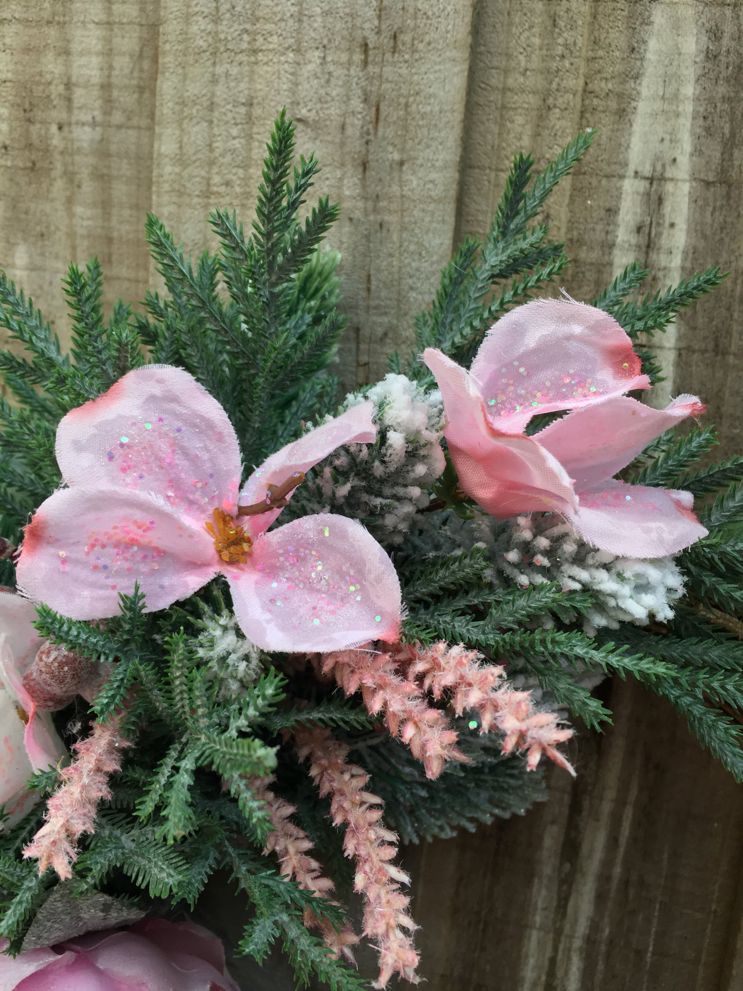 Snow Kissed Pink Christmas Wreath