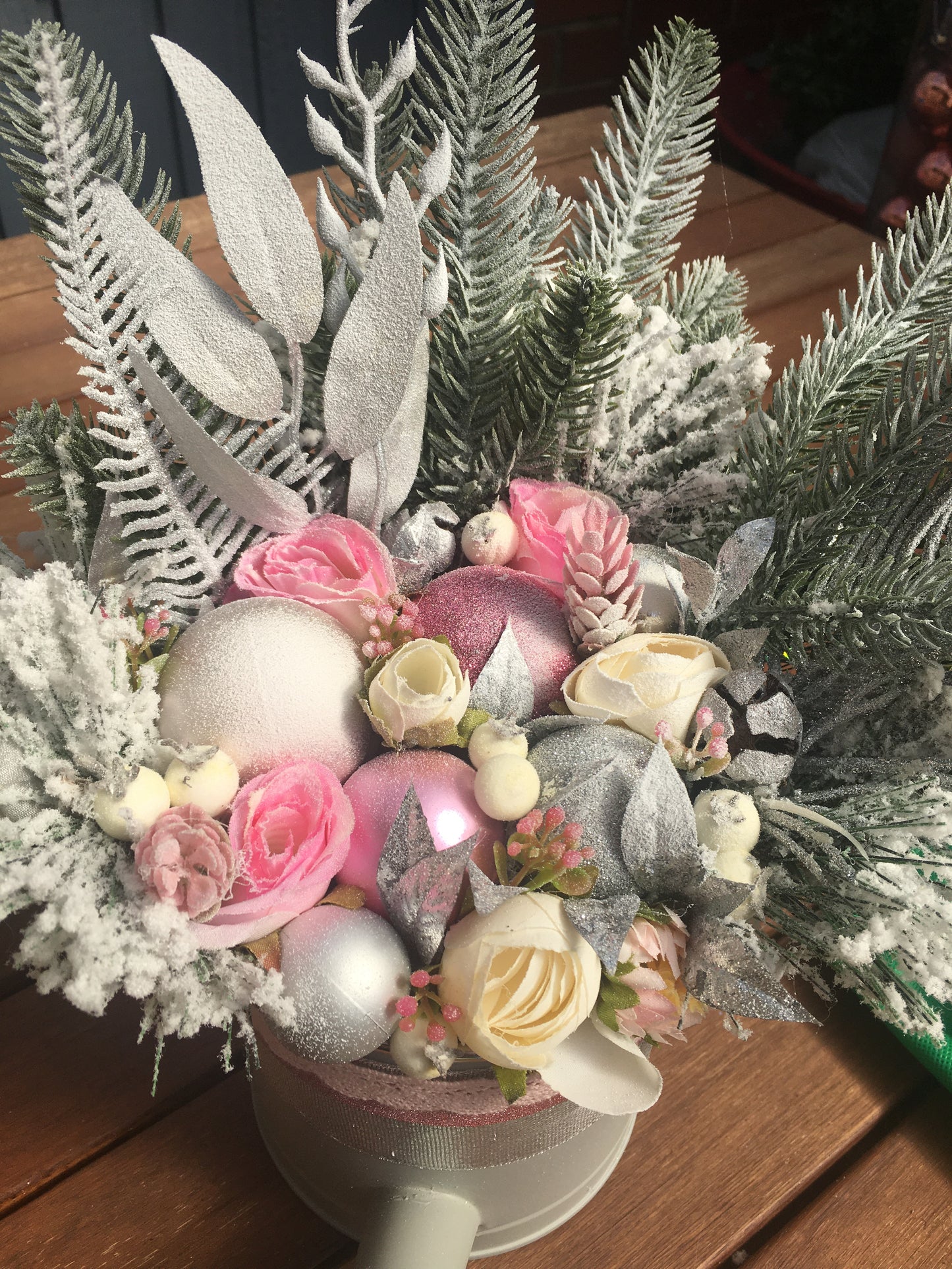 Pink Nostalgia Farmhouse Christmas Floral Arrangement/Centrepiece